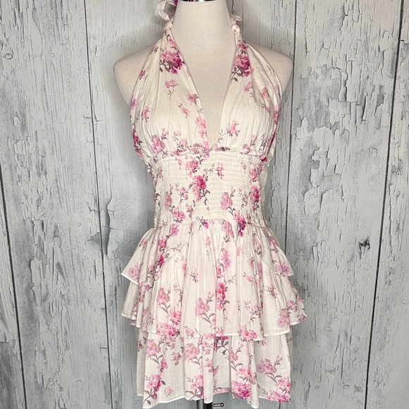 LoveShackFancy Dresses & Skirts - LoveShackFancy Deanna Halter Dress Warm Pink Cloud XL